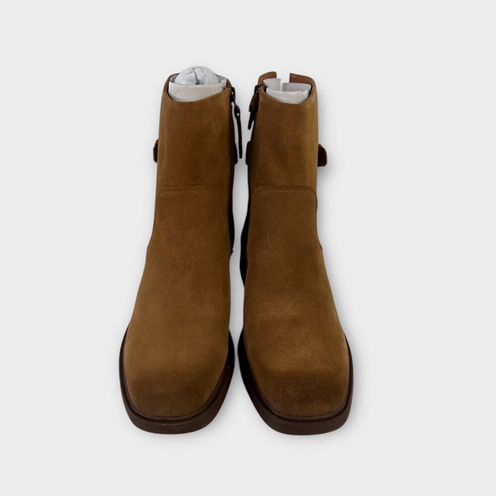 Franco Sarto Pippen Square Toe Boot Brown Suede Size 9 - Picture 3 of 9